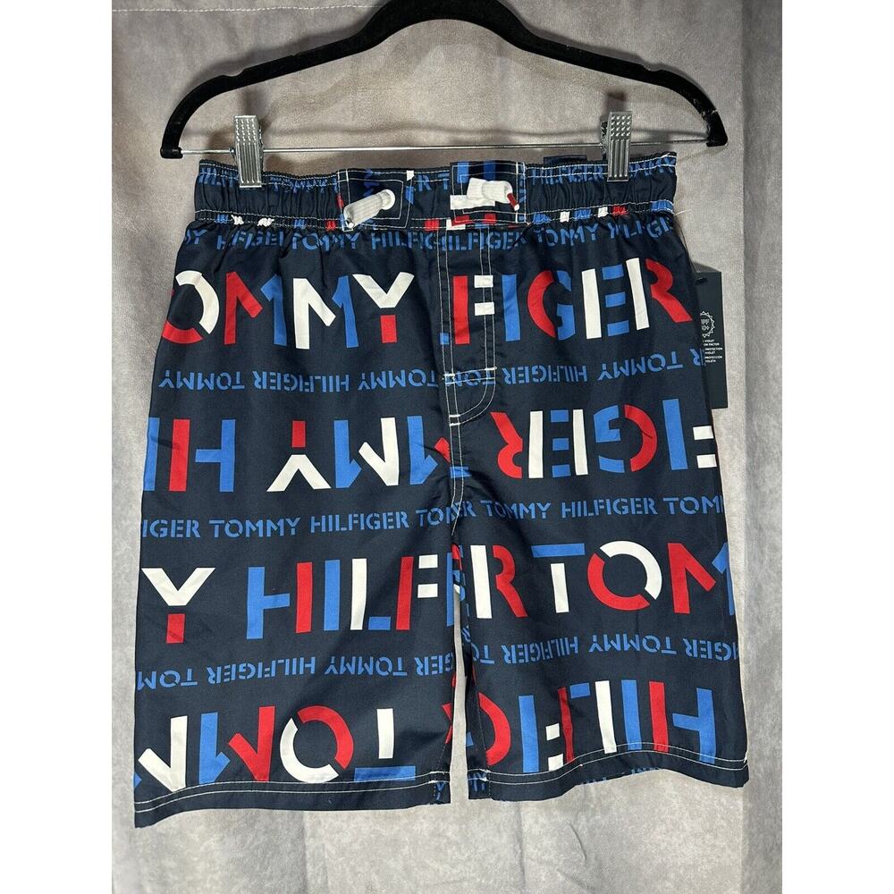 TOMMY HILFIGER Big Boys Stencil Print Swim Trunks Multicolor Size L (16-18)
